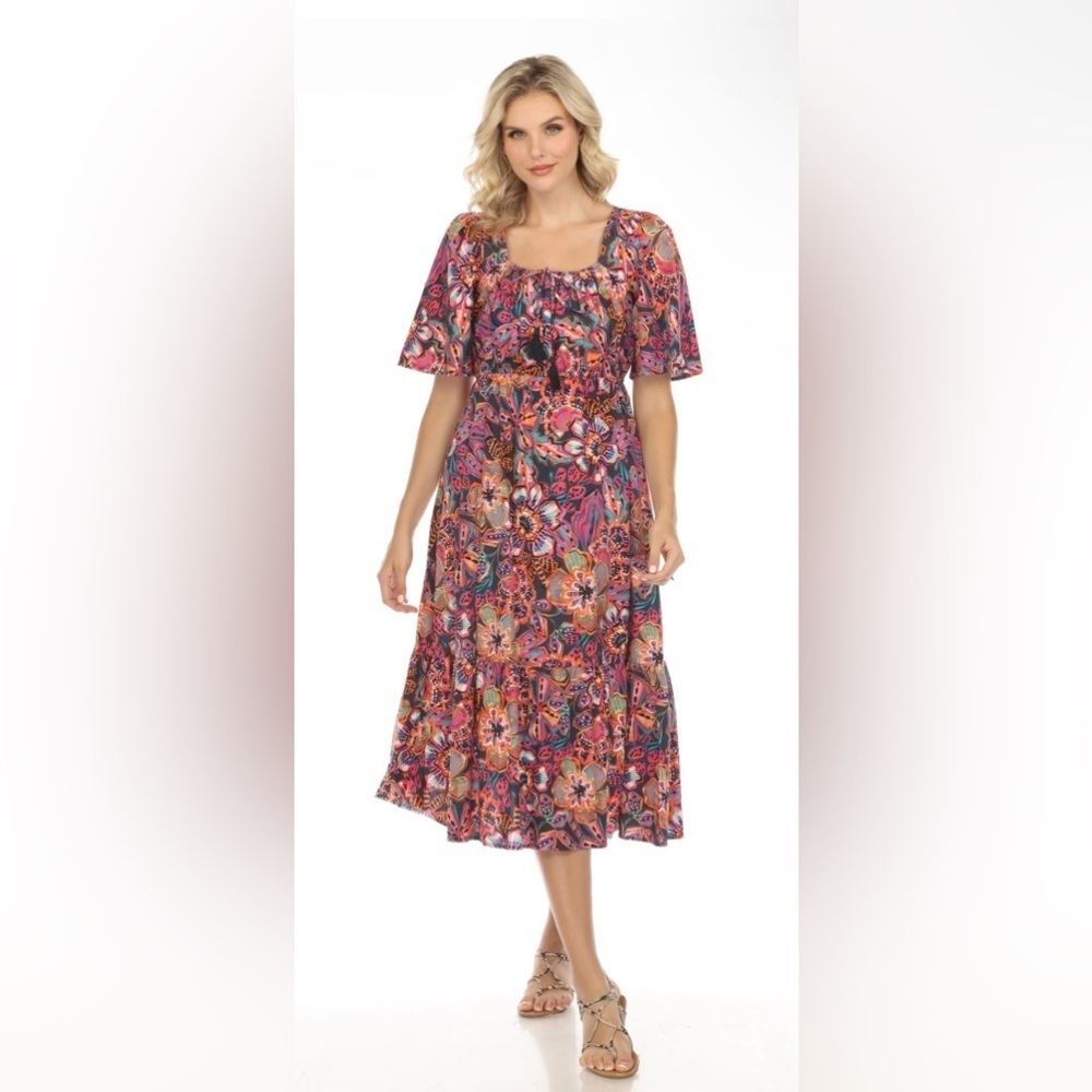 Johnny Was- NWT Eyes On You Midi Dress. Size Small.
